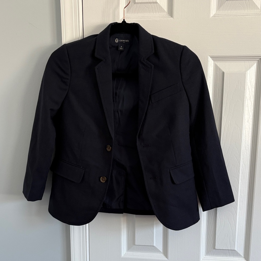 Crewcuts Classic Preppy Double Button Lined Navy Kids Wool Blazer Size 8